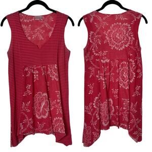 Johnny Heaven Y2K Tank Women's Large Asymmetrical Stretch Nylon V-neck Vintage